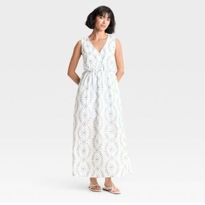 A New Day White and Green sundress